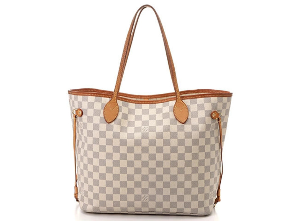 LOUIS VUITTON Neverfull Tote Bag Damier Azur White